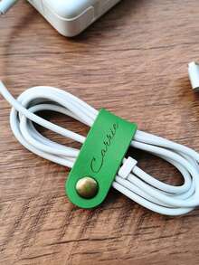 1/4 szt. Dostosowywalny skórzany kabel danych PU, skórzany pasek organizera kabla słuchawkowego, skórzany opaska na przewód zasilający, skórzana etykieta z niestandardowym logo, do codziennego użytku - Wielokolorowe - Zobacz 2
