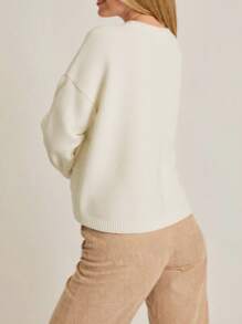 Women's Autumn And Winter Y2K Versatile Teddy Bear Pattern Round Neck Pullover Sweater, Lightweight And Comfortable, Suitable For Leisure, Daily Life, Dating, Home, Office, Party Gatherings, Festivals, Shopping, Halloween, Christmas, Thanksgiving, Holidays/Fall Women Clothes/Y2k Tops Y2k/Streetwear/Punk/Touck Like Wool/Cozy Women Knitwear Sweater With Cute Bear