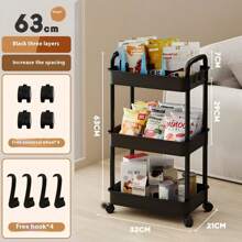 3/4/5 Tier Heavy Duty Rolling Storage Cart With Wheels - Multipurpose Organizer, Sturdy Plastic Construction, Easy Assembly No Tools Required, Space Saving Storage Shelves For Kitchen, Bathroom, Office, Bedroom - Suitable For Home, Commercial Use - White/Black Heavy Duty Rolling Cart, Home Organization, Compact Design, Durable Structure, Mobile Storage Rack, Office Personnel, Bookshelf (Some Colors Random)