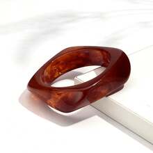 复古超大不对称棕色亚克力树脂粗手镯,女士手镯,哥特几何吊坠手镯,情侣首饰礼物 - 彩色 - 查看 26