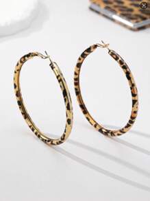 1 Paar asymmetrische geometrische Leoparden-Hoop-Ohrringe, hochwertige vintage übertriebene Ohrringe, beliebt in Europa und Amerika