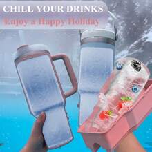 Ice Cube Tray For 40 Oz Tumbler Cup, 1Pcs  Ice Mold Silicone Hollow Cylinder Ice Mold With Lid And Bin For Freezer Ice Drink Juice Whiskey Cocktail,7798479 - 玫紅色 - 查看 8