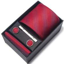 6 件套 Naturalism 男士奢华商务石英腕表套装，含领带、手帕、胸针和领带夹，适合开学、周年纪念、感恩节等场合