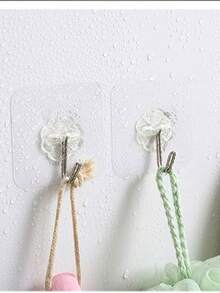 10 个粘性挂钩，强力粘墙钩，无损坏，无需钻孔，透明挂钩，适用于厨房 - 彩色 - 查看 3