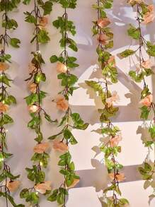 1 pieza Guirnalda de flores artificiales, guirnalda de flores artificiales de plástico modernas, 2M/78.47In, 20 luces LED de hadas, para decoración de fiestas, dormitorio, regalo, regalos de cumpleaños y graduación, decoración del hogar.