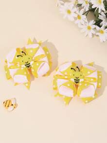 2pcs Yellow Bee Hair Clips, Flower Bow Hair Clips, Cute Fabric Hair Clips For Teens And Girls - Yellow - View 14