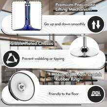 GOFLAME 360° Swivel Bar Stool With Lid Tufted Vanity Stool Dining Chair Height Adjustable - Black - View 6