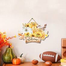 1 套 2D 秋季南瓜向日葵花篮木制现代墙面装饰欢迎标志秋季感恩节主题派对装饰、餐厅装饰、房间装饰、家居装饰秋季装饰万圣节秋季装饰 - 彩色 - 查看 4