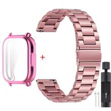 1pc Stainless Steel Band+Case For Redmi Watch 5 Active, Magnetic Buckle Steel Strap +Tpu Protective Case Smart Watch Band
