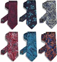 ¡RecomendadoWeiShang Lot - Corbata de seda clásica para hombre, 6 unidades¡Top de Temporada - Estilo 2 - Ver 19