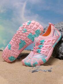 1 Pair Children's Outdoor Comfortable Rubber Sole Lightweight Trekking & Water Shoes, Suitable For Outdoor Trips, Beach, Swimming - Baby Pink - View 3