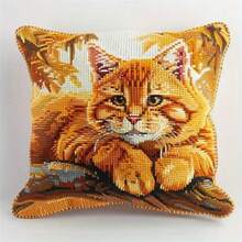Latch Hook Cushion Kits Cat Latch Hook Kits For Adults Pillow Case Handmade Crochet Craft Kits Cushion Cover Needlework For Home Decoration Patterns Printed DIY Making Kit