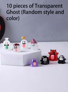 10Pcs Random Color Mini Resin Halloween Decorations - DIY Desktop Small Ornaments, Includes Skull, Ghost, Castle, Bat, Grim Reaper & Duck Figures, Ideal For Home Decor, Perfect For Desktop Display And Party Favors