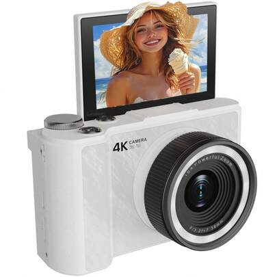 W&O 2025 NEW 4K 3-Inch Digital Camera, FHD 1080P, Digital Point And Shoot, 64MP For Vlogging With Anti Shake 16X Zoom, Compact, 32GB SD Card Included,MP3 Player, With Flashlight -Best Gift For Beginners Of Cameras