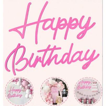 1 pièce Panneau en bois Joyeux Anniversaire, lettres Joyeux Anniversaire en bois peint creux, signe rétro de pays pour la décoration de l'arrière-plan de la fête d'anniversaire, accessoire photo