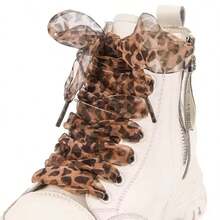 1 Pair Leopard Print Shoelaces Women Exquisite Laces For White Shoes 2.5cm Widen Silk Satin Shoelaces For Canvas, Sneakers, Sport Shoes Gift For Women