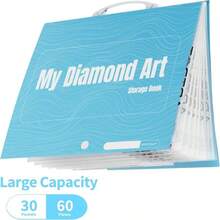 ARTDOT A3 Storage Book For Diamond Art Portfolio Folder For Diamond Painting Accessories With 30 Pocket Slevees Protectors (169x124inches)