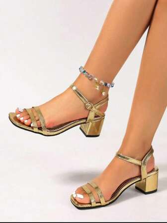 Women's Thick Heel Sandals, Multi-Color Elegant Ankle Strap Chunky High Heel Sandals, Fashion Versatile High Heel Sandals, Multifunctional High Heel Sandals Suitable For Women, Back To School Gift