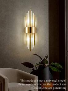 1 pieza/2 piezas Aplique de pared moderno de oro con cristal y base de acero inoxidable de alta calidad para café, sala de estar, dormitorio, decoración del hogar, aplique de pared, lámparas de decoración de habitación