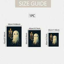 3 piezas Impresión en lienzo de estilo Dark Academia con fantasma a la luz de las velas y esqueleto, pósteres espeluznantes pero lindos de Halloween para decoración de la sala de estudio o juegos, con opción de marco - Multicolor - Ver 7