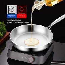 ABKOK Premium 3-Layer Stainless Steel Anti-Stick Frying Pan - Thick Honeycomb Design, Rapid Heat Induction & Gas Stove Compatible, Ideal For Eggs & Steaks, Dishwasher Friendly For Home & Restaurant Use