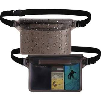 1 件带腰带的防水袋 | 沙滩配件保持手机和贵重物品干燥的最佳方式 | 非常适合划船游泳浮潜皮划艇海滩泳池水上乐园（黑色）适用于旅行收纳袋、化妆包、化妆包、度假收纳袋、大容量化妆收纳盒化妆盒，可容纳口红、刷子、护肤品、手机、硬币、小物件，适用于家庭、礼物、度假和节日万圣节圣诞节多功能用途，波西米亚风