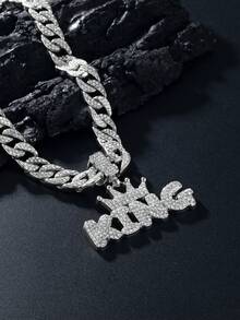 1 pieza Collar brillante de estilo hip hop europeo y americano de moda para hombres, adecuado para fiesta, citas y uso diario - Plateado - Ver 8