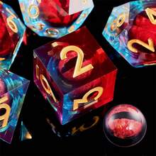 7pcs Tabletop Game Dice Set | Transparent Resin Material, Includes Themed Items - Multicolor - View 4