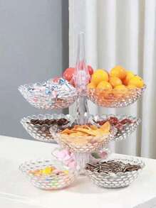 1件透明多功能家用水果盘可折叠零食收纳托盘客厅多层水果碗装干果瓜子糖果盘