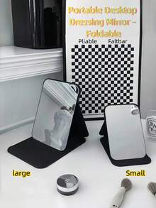 1pc Simple Bathroom Makeup Mirror, Portable Tabletop Vanity Mirror For Office Desk, Home, Adjustable Makeup Mirror, Student Dormitory Vanity Mirror, Home Decor, Bathroom Accessory - View 3