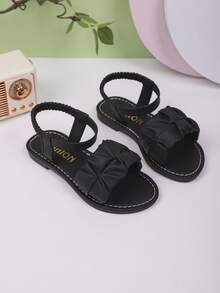 儿童时尚户外凉鞋，夏季方头平底鞋，系带凉鞋，新款女童鞋，时尚沙滩拖鞋 - 黑色 - 查看 7