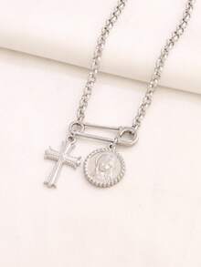 1 件不锈钢圣母玛利亚麦当娜女神饰品耶稣宗教吊坠项链女式金色雕花人物吊坠链项链珠宝 - 項鍊 - 查看 16