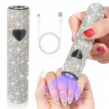 CHRISTINE SHELLY Portable Handheld Professional Nail Lamp, Nail Polish Glue Drying And Curing, 300mah Battery, Battery Storage Use, Mini Portable, Suitable For Home, Vacation And Professional Salon Use, Gift, White - 白鑽 - 查看 1