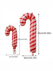 10 piezas de globos con forma de bastón de caramelo rojo, de 33.46 pulgadas y 13.78 pulgadas, adecuados para decoración de fiestas de Navidad, Año Nuevo, cumpleaños y aniversario, globos de regalo de Navidad