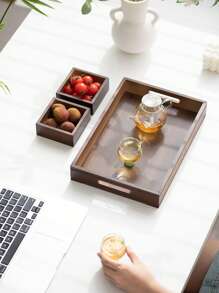 1 个带手柄的木制托盘，适用于食物、蛋糕、沙拉、水果、寿司、饮料、牛排、披萨、谷物，哑光纹理表面，适用于咖啡厅、家庭、甜点、茶、面包、小吃和杯子 - 紫紅色 - 查看 9