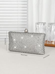 1pc Silver Glitter Rhinestone Embellished Women's Evening Clutch Bag, Fashionable And Elegant Handbag With Metal Chain, Suitable For Parties, Romantic Weddings, Formal Occasions, Banquets, Gift For Women, Valentine's Day Gift