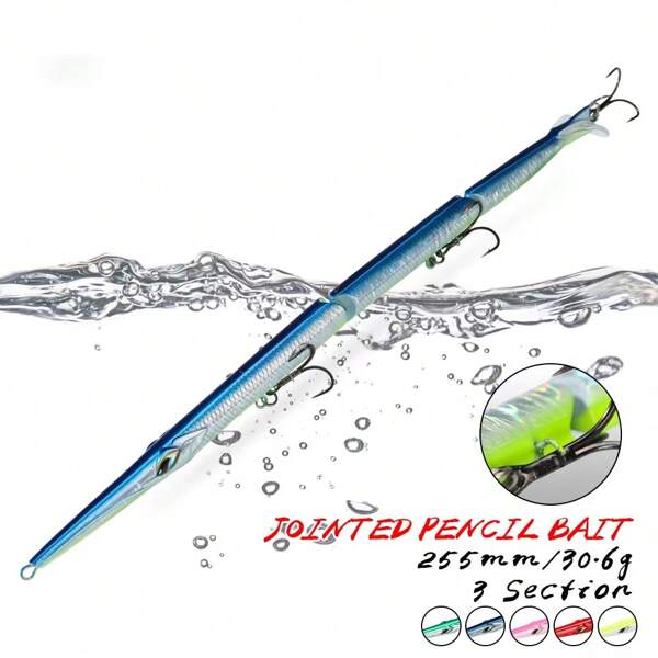 Esca dura a tre sezioni, pesce da 30,6g/255mm, esca subacquea a forma di ago che affonda, postura di nuoto perfetta, 6 colori opzionali