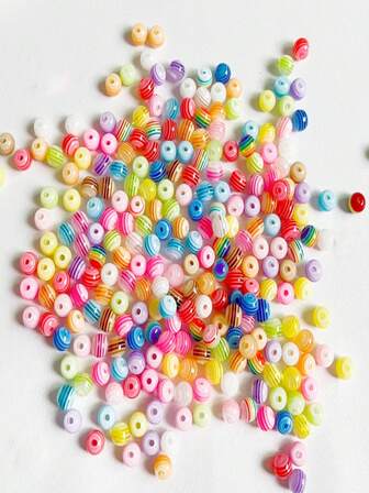 50pcs Transparent Striped Decorative Beads, 10mm Candy Color Round Beads, Suitable For DIY Jewelry Making, Can Be Used To Make Bracelets, Necklaces, Earrings And Various Creative Toys