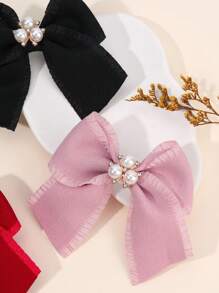 2pcs/6pcs Pearl Bow Hair Clips For Girls,Fabric Alligator Clips Hair Bows For Girls,Fashion Hair Accessories For Girls Party Gifts