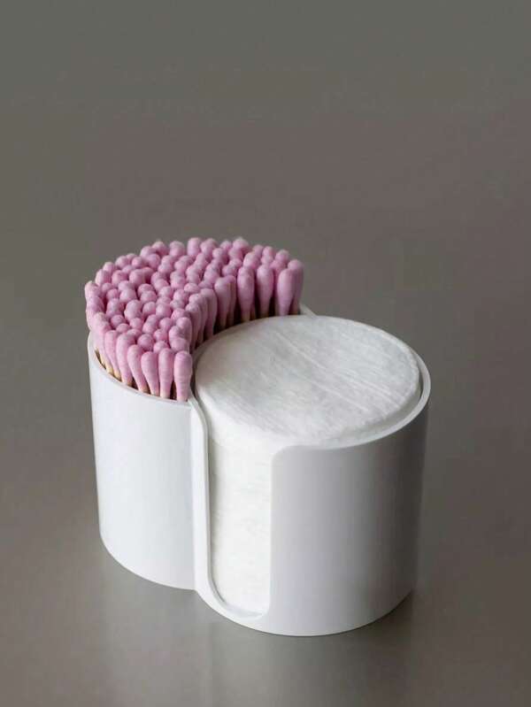 1 st. Ronde mat QTips houder, badkamerbeker tandzijde dispenser, ronde mat QTips papieren beker tandzijde opbergdoos, badkameraccessoires opbergdoos, kaptafel cosmetica opbergdoos