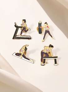 1/4pcs New Cartoon Fitness Yoga Brooch For Women, Exercise Backpack Messenger Bag Clothing Decor Bag Badge Yoga Gift Office Accessories Shirts Jacket Jewelry Christmas Halloween Clothes Pin Funny Cute Teacher Gifts