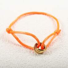 1 Pieza Brazalete de acero inoxidable ajustable hecho a mano con 3 círculos huecos, joya minimalista unisex como regalo para parejas