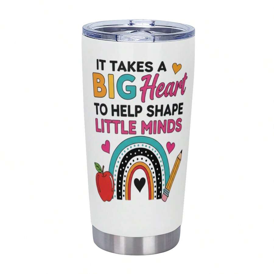 Teacher Tumbler - It Takes A Big Heart To Shape Little Minds, Inspirational Teacher Mugs, Teachers Appreciation Gifts Men Women - 20oz Teachers Appreciation Cup For Christmas Birthday Back To School, Best Gift - 白色 - 查看 1