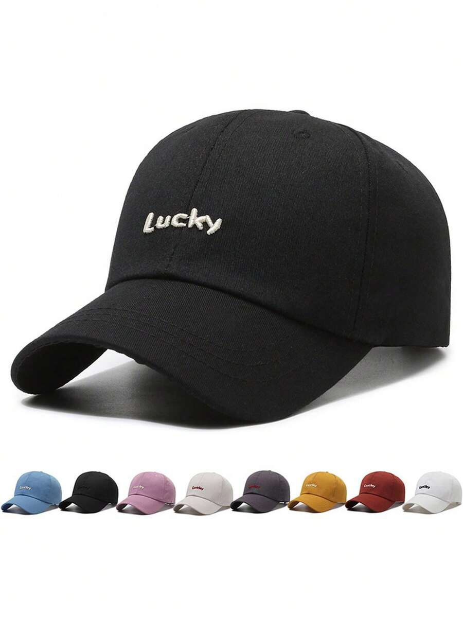 1 件男女通用休闲纯色字母刺绣棒球帽，时尚百搭涤纶棒球帽，适合户外活动和日常穿着