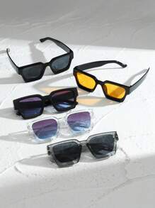 3/5 Stücke Herren Mehrfarbige Kunststoff Quadratische Vollrahmen Tönung Linsen Shades Basics Elegante Basic Lässig Allround Brillen Kombination für Vacay Vibes, Business, Alltag Mode Accessoires Preppy Stil für den Schulanfang