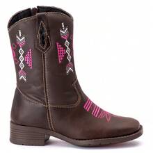 Women's Children's Cowboy Boots In Coffee Leather With Zipper - Coffee Brown - View 2