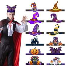 6pcs Halloween Themed Party Decorative Hats, Witch Hat, Pumpkin Hat, Death Cap, Suitable For Halloween Ghost Party, Costume Play, Festival Celebration, Masquerade Ball