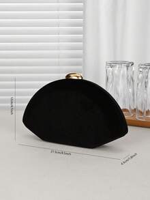 奢华丝绒迷你晚宴包，闪亮金属纽扣装饰，简约时尚手提包，适合正式场合、休闲场合、派对/婚礼/正式活动，是新娘晚宴/宴会礼服的完美搭配，也是优雅婚礼派对的最佳选择。 - 黑色 - 查看 4