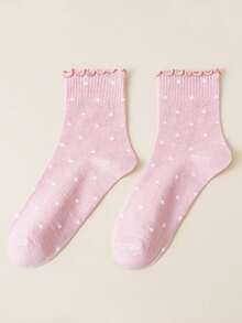 1/6 Pairs Random Polka Dot Knee High Socks For Women, Fashionable Korean Style Cute & Versatile - Multicolor - View 5