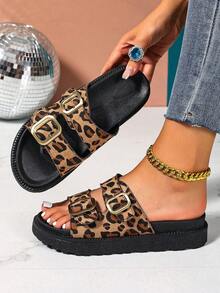 Plus Size Women's Fashion Simple Style Comfortable Soft Solid Color Peep Toe Platform Sandals